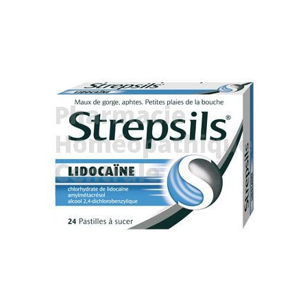 STREPSILS LIDOCAÏNE - Mal de gorge, aphtes, petites plaies de la bouche - Boite de 24 pastilles à sucer