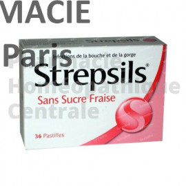 STREPSILS FRAISE SANS SUCRE - Mal de gorge - Boite de 24 pastilles à sucer