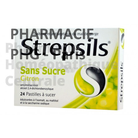 STREPSILS CITRON SANS SUCRE - Boite de 24 pastilles à sucer