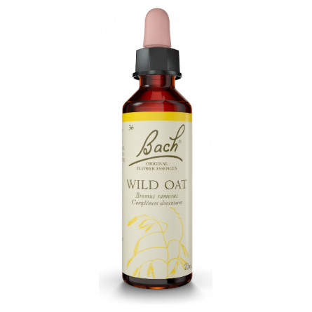 Fleurs de Bach Wild Oat n°36 - indécisionelles ont des pensées négatives, une sorte d’amertume.  flacon de 20 ml