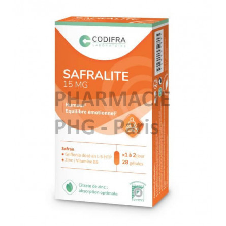 Safralite, complément alimentaire à base de safran aide à maintenir une humeur positive. 15 mg ou 30 mg - CODIFRA
