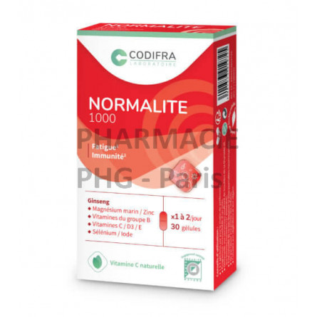 Normalite 1000 - CODIFRA - Fatigue, immunité, Etui de 30 gélules 
