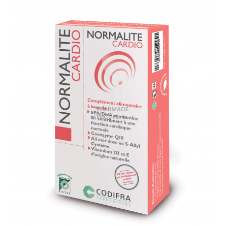 Normalite Cardio Codifra - fonction cardiaque, boite de 30 capsules