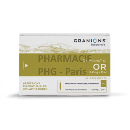 Or - Affections rhumatismales inflammatoires, Boîte de 30 ampoules buvables - GRANIONS