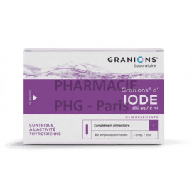 Iode agit sur l'activité thyroïdienne, Boîte de 30 ampoules buvables, laboratoire Granions