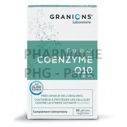 GRANIONS Coenzyme Q10® est un antioxydant (peau, coeur) - Boîte de 30 gélules végétales 