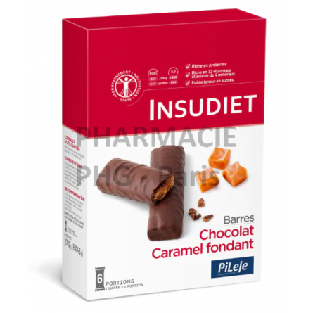 Pileje insudiet barre chocolat caramel - Boîte de 6 barres -pharmacie PHG