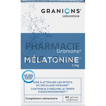 Mélatonine 1mg - GRANIONS  - Sommeil - Boîte de 60 gélules végétales