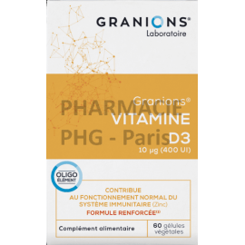 Vitamine D3 - GRANIONS - Santé des os, immunité - Boite de 60 gélules végétales