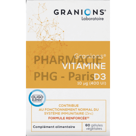 Vitamine D3 - GRANIONS - Santé des os, immunité - Boite de 60 gélules végétales