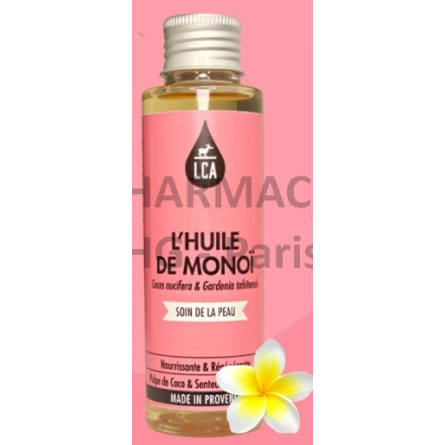 MONOÏ - HUILE VEGETALE LCA Protège la peau et prévient de la déshydratation. Sa fragrance de Tiaré parfume les cheveux