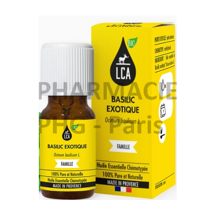 BASILIC EXOTIQUE  - HUILE ESSENTIELLE BIO LCA - Flacon de 10 mL indiquée pour les crampes d'estomac, les coliques...