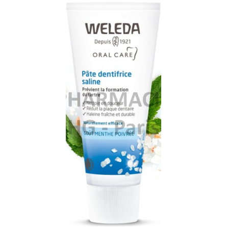 Pâte dentifrice saline Weleda - Hygiène bucco-dentaire - Tube de 75 mL - Action sur la plaque dentaire 