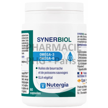 SYNERBIOL - NUTERGIA - Apport d'acides gras essentiels 60 capsules