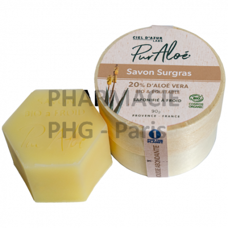 Pur Aloé - Savon surgras - 20% Aloé Vera Natif - Savon de 90 g