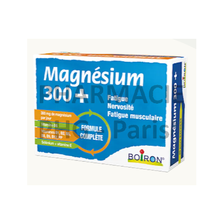 BOIRON - Magnésium 300+ - Fatigue, stress, nervosité, fatigue musculaire Boite de 80 comprimés