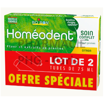 BOIRON - HOMEODENT CITRON SOIN COMPLET  - lot de 2 tubes de 75mL