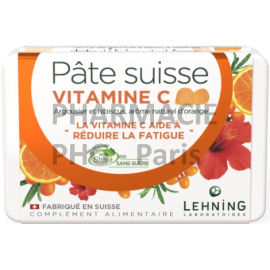 PÂTE SUISSE VITAMINE C - LEHNING -  Tonus, vitalité, fatigue - Boîte de 50 gr - 40 gommes. 