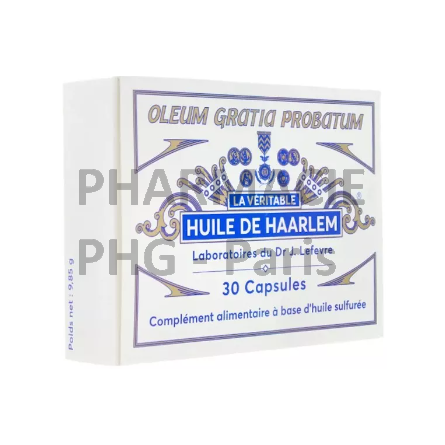 Huile de Haarlem - Laboratoire du Dr J. Lefevre - Boîte de 30 capsules