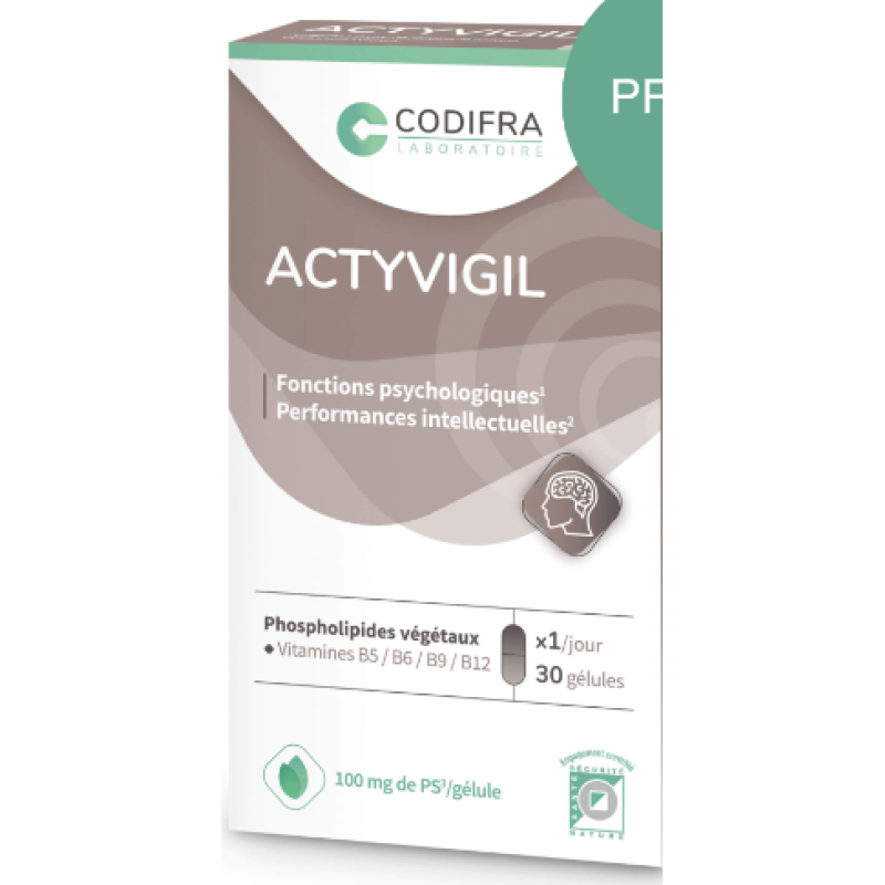 ACTYVIGIL - CODIFRA - Fonctions psychologiques & Performances intellectuelles Boite de 30 gélules