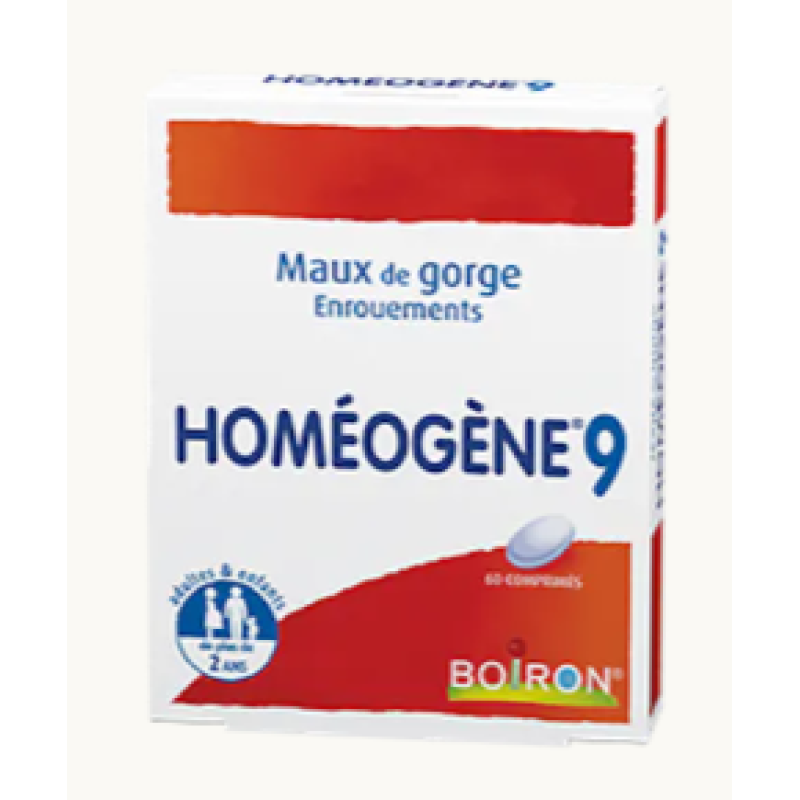 BOIRON - HOMEOGENE 9 - Maux de gorge, enrouement - Boîte de 60 comprimés orodispersibles