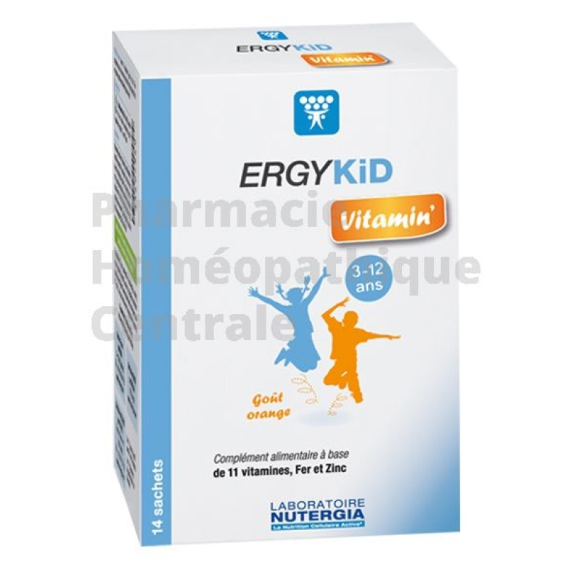 ERGYKID Vitamin' - complément alimentaire en cas de fatigue et pour soutenir les fonctions cognitives - Boîte de 14 sachets 