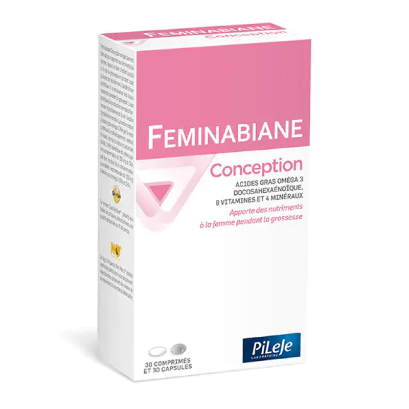 Feminabiane Conception Pileje avant et pendant grossesse Boîte de 30 comprimés + 30 capsules