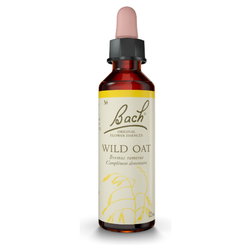 Fleurs de Bach Wild Oat n°36 - indécisionelles ont des pensées négatives, une sorte d’amertume.  flacon de 20 ml