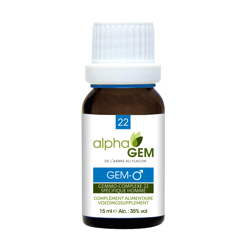 GEM-HOMME Complexe n°22 BIO - AlphaGem - Hommes +50ans Flacon compte-gouttes de 15 mL