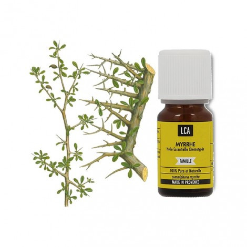 Huile essentielle de myrrhe. Application externe ou en bain de bouche 