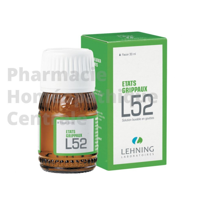 LEHNING L52 pour les états grippaux, les courbatures fébriles, les toux non productives et l'asthénie post-grippale.