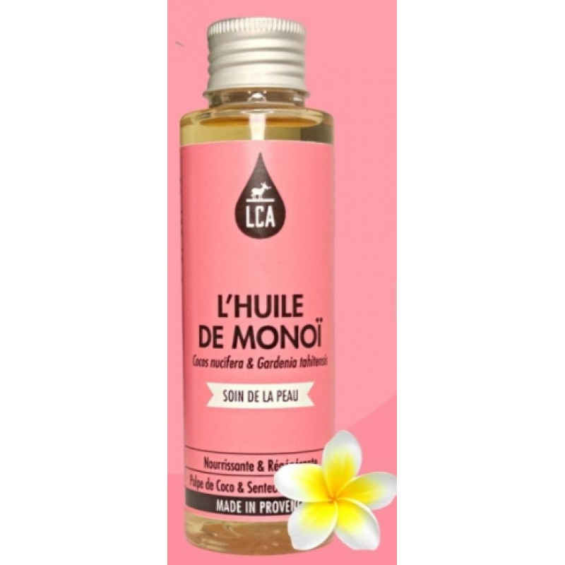 MONOÏ - HUILE VEGETALE LCA Protège la peau et prévient de la déshydratation. Sa fragrance de Tiaré parfume les cheveux