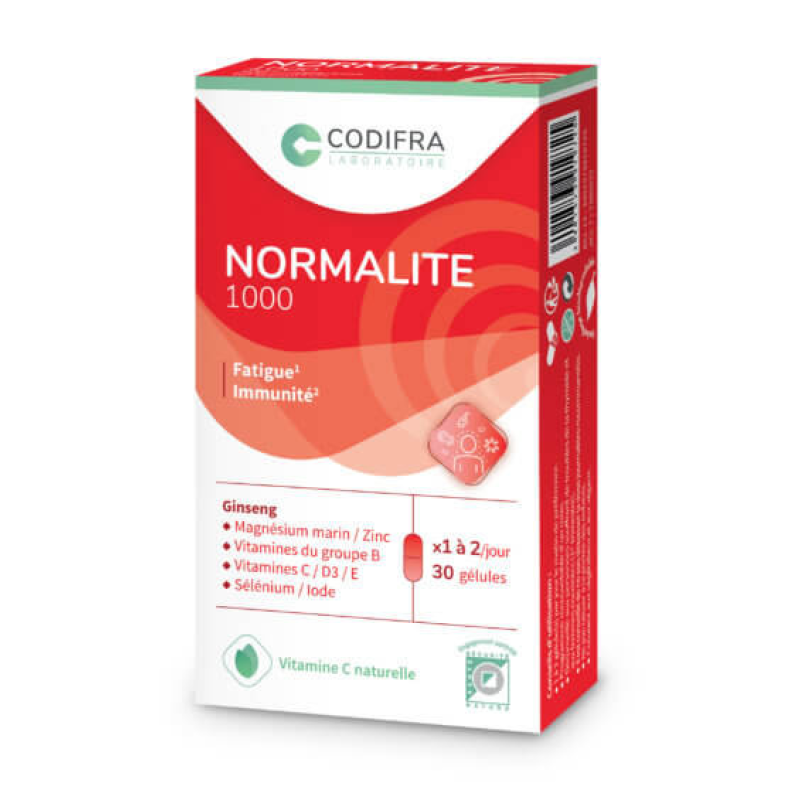 Normalite 1000 - CODIFRA - Fatigue, immunité, Etui de 30 gélules 