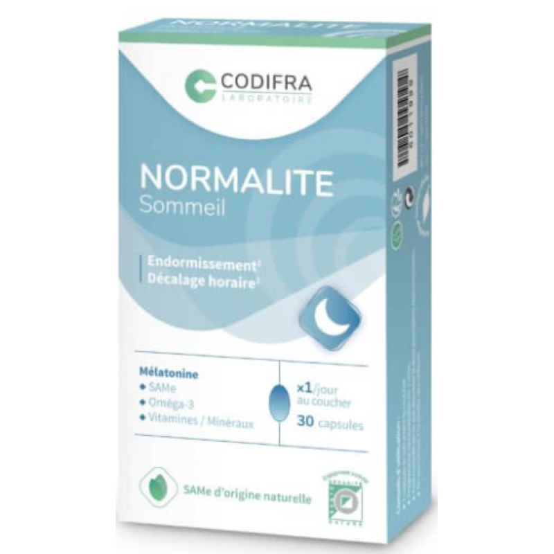 NORMALITE SOMMEIL - CODIFRA - Difficultés d’endormissement et décalage horaire  Etui de 30 capsules