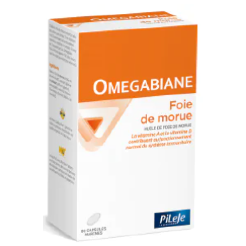 OMEGABIANE FOIE DE MORUE - PILEJE - Système immunitaire, Boîte de 80 capsules marines