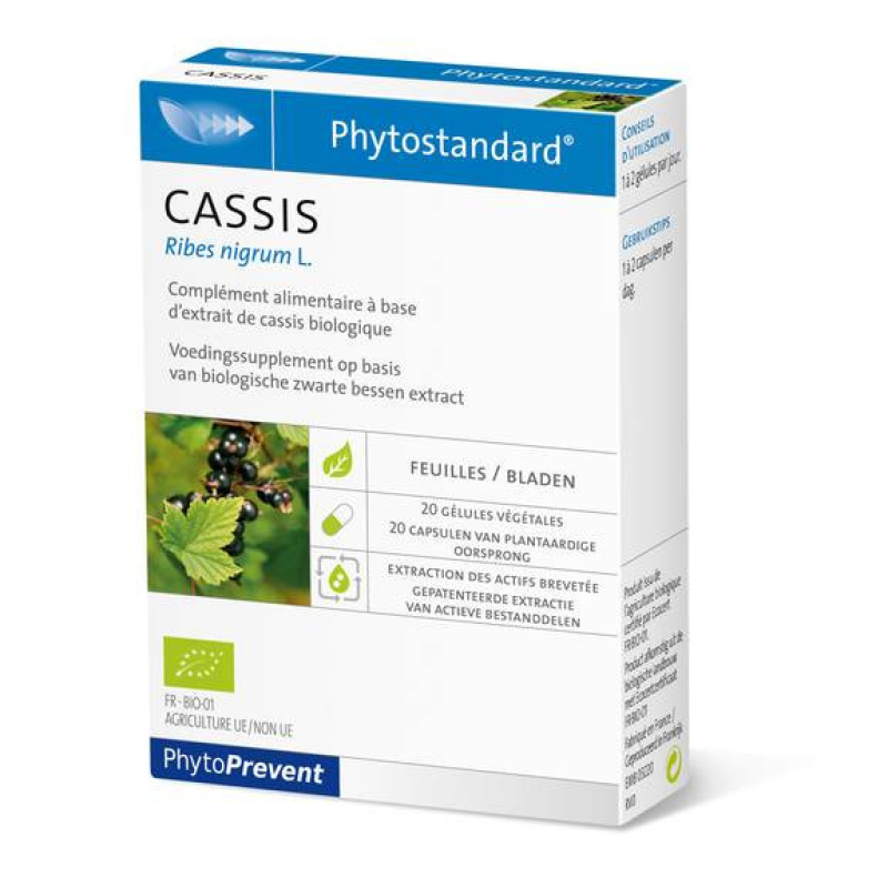 Phytostandard® - Cassis pour l'arthrose et l'allergie. Pileje - Boîte de 20 gélules